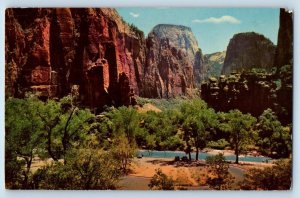 1968 Temple Of Sinawava Rock Formation River Zion National Park Utah UT Postcard