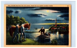 Paul Revere Waiting For The Signal From Old North Tower Massachusetts Postcard