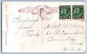 1931 MOSQUITO ON WOMAN'S FACE MOUSTACHE IS A NUSIANCE! TEMPEST COMIC POSTCARD