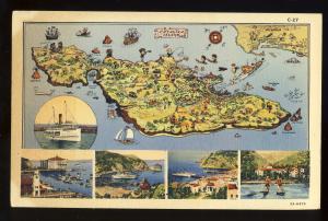 Catalina Island, California/CA Postcard, Map & Multi View