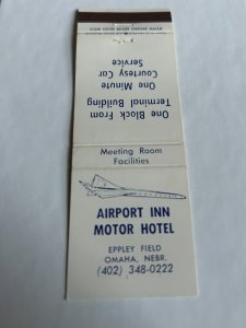 Vintage Matchbook Cover Airport Inn Motor Hotel Omaha, Nebraska MB183