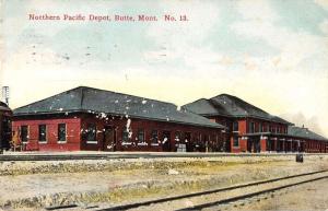 Butte Montana birds eye view Northern Pacific depot antique pc Y14175