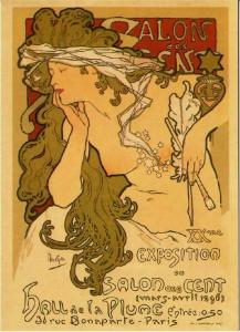 Salon des Cent 1896 by Alphonse Mucha Repro Art Postcard