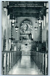c1940 Burbank California CA Postcard St. Francis X. Cabrini Chapel Villa Academy