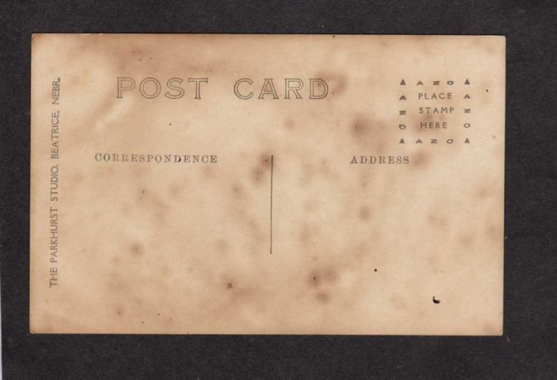 NE Street Scene Peru Nebraska Real Photo RP RPPC Postcard Stains on Back