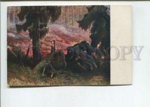 471766 Friedrich FRANK Forest in Fire Vintage postcard