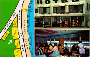 Vtg Hampton Beach New Hampshire NH Hudon's Restaurant Multi View Postcard