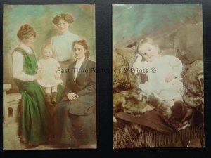 Portrait x 2 Dorothy Thompson & Family LEYBURN 3 St. Mary's Mount c1912 RP PC