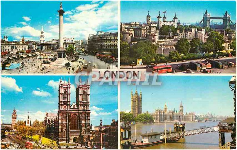 Postcard Modern London Trafalgar Square The Tower and Tower Bridge Westminste...