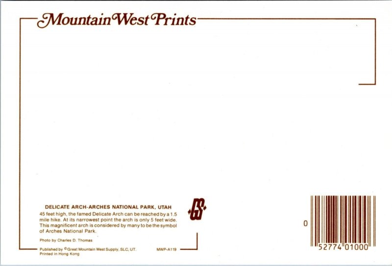 Postcard Arches National Park - Delicate Arch