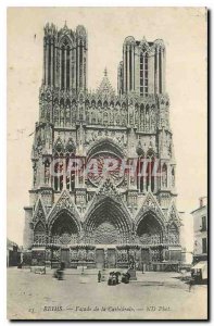 Old Postcard Reims Facade of the Cathedral