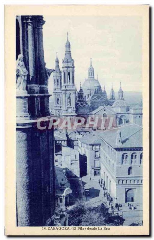 Old Postcard Zaragoza desde el pilar seo