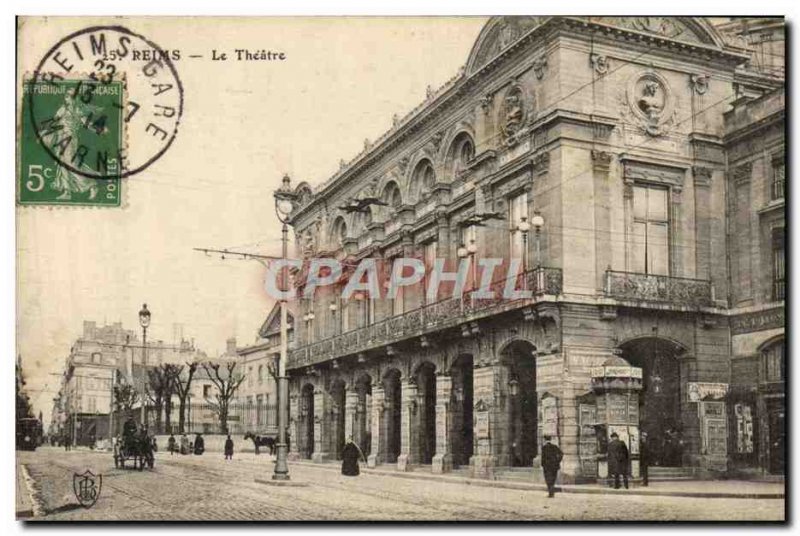 Old Postcard The theater Reims