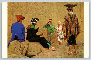 Foreign~Peru Natives & Tourists @ Cuzco Ruins Panagra~Vintage Postcard