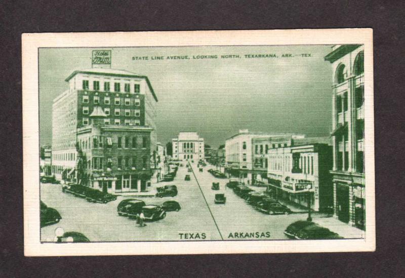 TX Arkansas Texarkana Ark AR Texas State Line Ave Hotel Grim Postcard Vintage