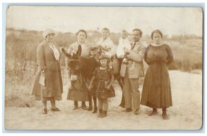 1938 Family Little Boy Riding Mule Germany RPPC Photo Unposted Vintage Postcard