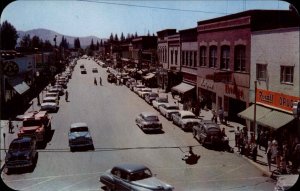 Sandpoint Idaho ID Classic 1950s Cars Street Scene Vintage Postcard