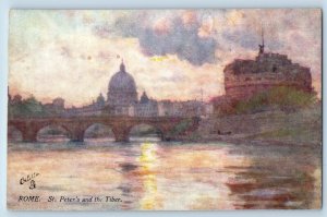 Rome Lazio Italy Postcard St. Peter's and the Tiber c1910 Oilette Tuck Art