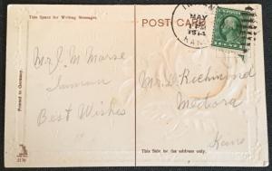 Postcard Used Birthday Embossed Flower Rose LB