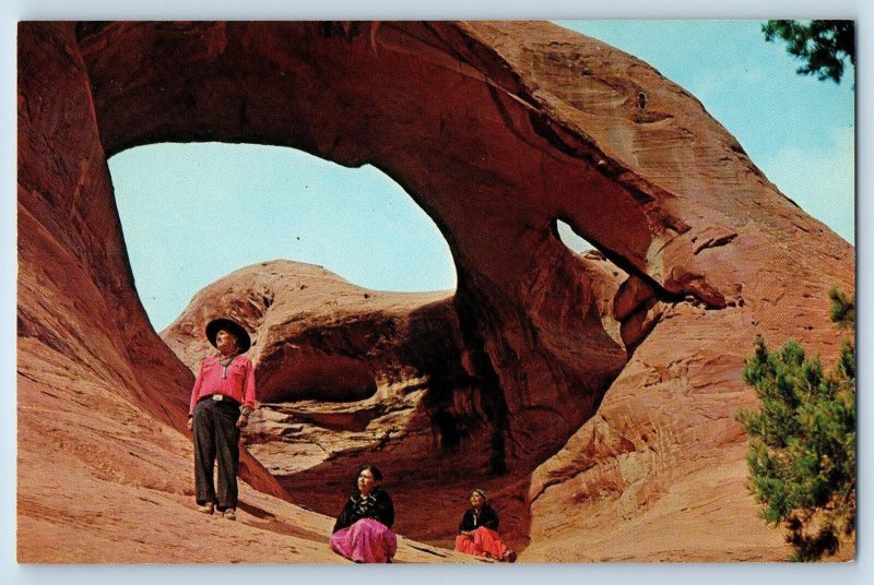 Monument Valley Arizona Postcard Spiderweb Arch Sandstone Scenic View c1960's