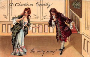 Christmas Greetings The Only Way Romance Asking to Dance Postcard AA70437