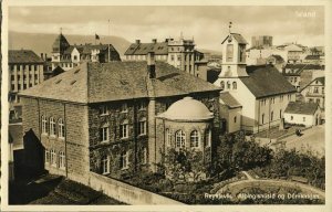 iceland, REYKJAVIK, Alþingishúsið og Dómkirkjan (1930s) RPPC Postcard