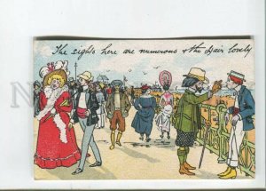 471872 ART NOUVEAU Promenade FASHION Smoking COMIC Vintage postcard