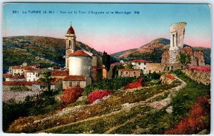 c1910s La Turbie, France Postcard Tour Auguste Mont Agel Village Church A369