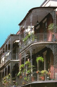 Vintage Postcard 1900's Lace Balconies Jackson Square New Orleans Louisiana LA