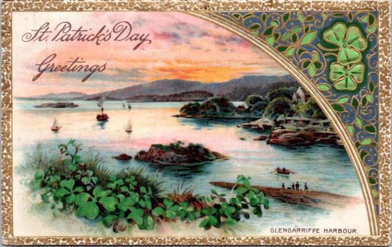 Postcard St. Patrick's Day Greetings - Glengarriffe Harbour