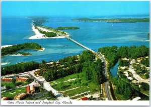 VINTAGE CONTINENTAL SIZE POSTCARD AERIAL VIEW ANNA MARIA ISLAND & LOGBOAT KEY