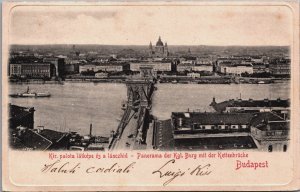 Hungary Budapest Keleti Palota Latkepe es a Lanchid Vintage Postcard C099