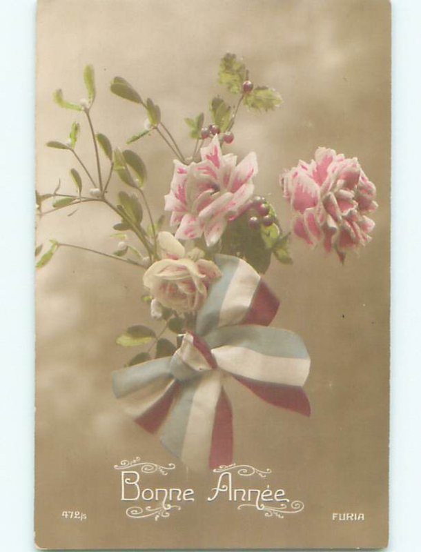 tinted rppc c1910 BEAUTIFUL FLOWERS AC9253