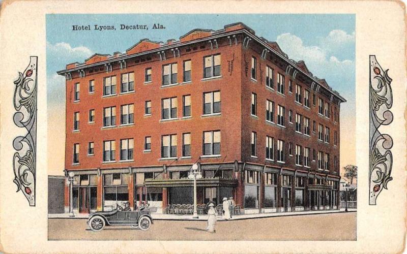 Decatur Alabama Hotel Lyons Street View Antique Postcard K104048