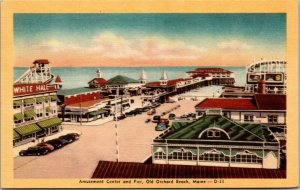 Vtg Old Orchard Beach Maine ME Amusement Center Park and Pier 1930s Postcard