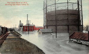 LIMA OHIO FLOOD DISASTER OF 1913 RAILWAY GAS PLANT POSTCARD 1915