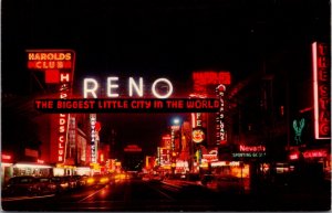 Postcard Night View of Reno Arch and South Virginia Street, Nevada