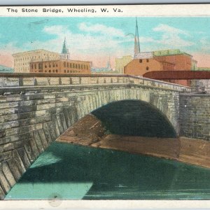 c1910s Wheeling, WV Stone Bridge Nice Litho Photo Central News UDB Postcard A200