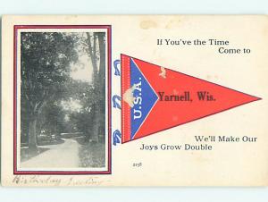 Divided-Back TREE LINED DIRT ROAD Yarnell Wisconsin WI v3926