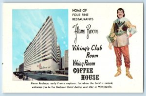 Minneapolis Minnesota Postcard Radisson Hotel Restaurants View Advertising 1960