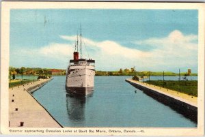 Postcard BOAT SCENE Ste Marie Ontario ON AL7734