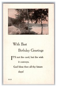 Postcard With Best Birthday Greetings Vintage Standard View Card Lake Scene