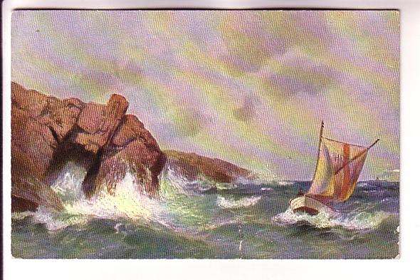 Sailboat in Rough Waters, Cliff, MK Art Series, Upper Port LaTour Nova Scotia...