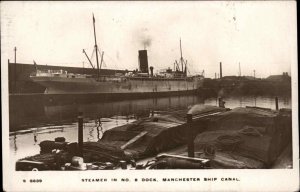 Vintage RPPC Manchester Lancashire Steamer in No. 8 Dock SHIP REAL PHOTO