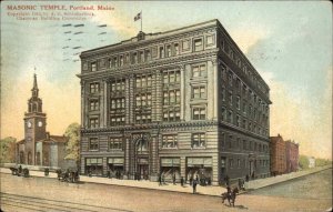 Portland Maine ME Masonic Temple Masons c1910 Vintage Postcard