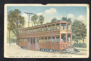 PITTSBURGH PENNSYLVANIA PA. DOUBLE DECKER RAILROAD TRAIN CAR VINTAGE POSTCARD