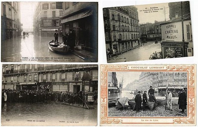 FRANCE FLOODS 1910, FRANCE 300 Vintage Postcards (L5560)