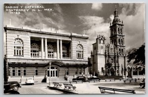 Mexico Casino Y Cathedral Monterrey Real Photo Postcard C35