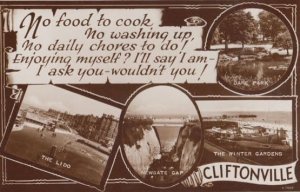 No Housework Food To Cook Washing Up Cliftonville Kent Old Real Photo Postcard