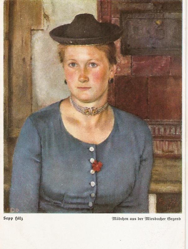 Woman from Wiesbacher Nice modern German PC size 6x4. Artist signed